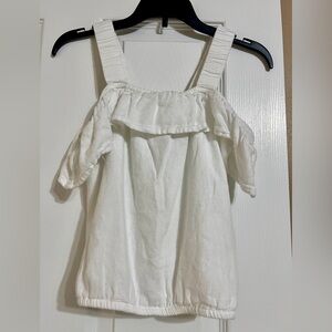 abercrombie kids White Ruffle Off-Shoulder Tank Top